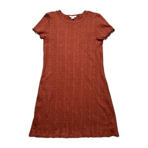 American Eagle Orange T-Shirt‎ Ribbed Pullover Stretch Dress Women's Size Small